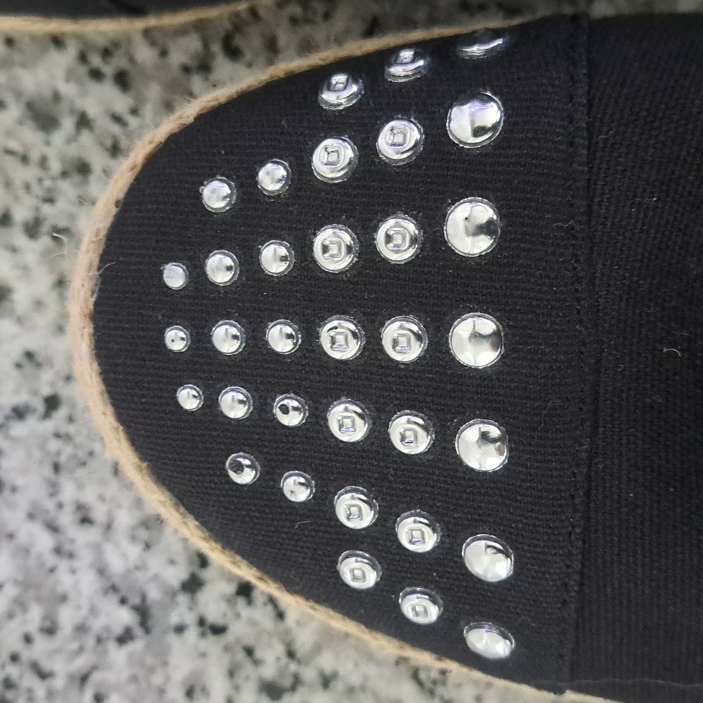 NWT Mayerial Girl Black canvas silver  studded shoes in size 6.5. - Picture 5 of 5